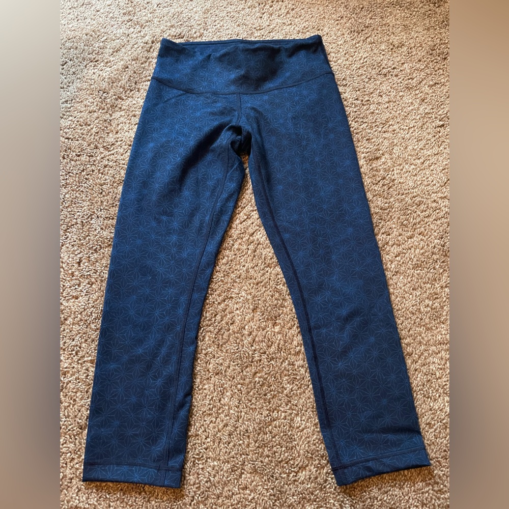 lululemon athletica Navy Blue Patterned cropped leggings